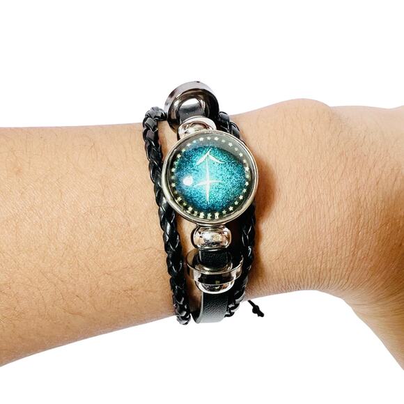 Sagittarius Zodiac Leather Adjustable Bracelet Unisex Multilayer Horoscope New - Picture 1 of 5